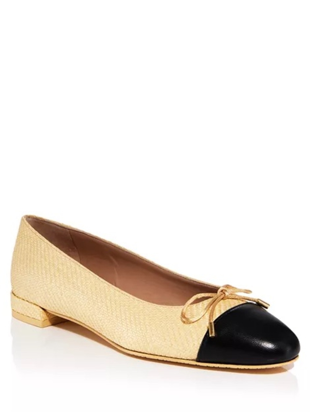 Stuart Weitzman Classic Two-Tone Bow Ballet Flat - Gold and Black New Sz 7.5